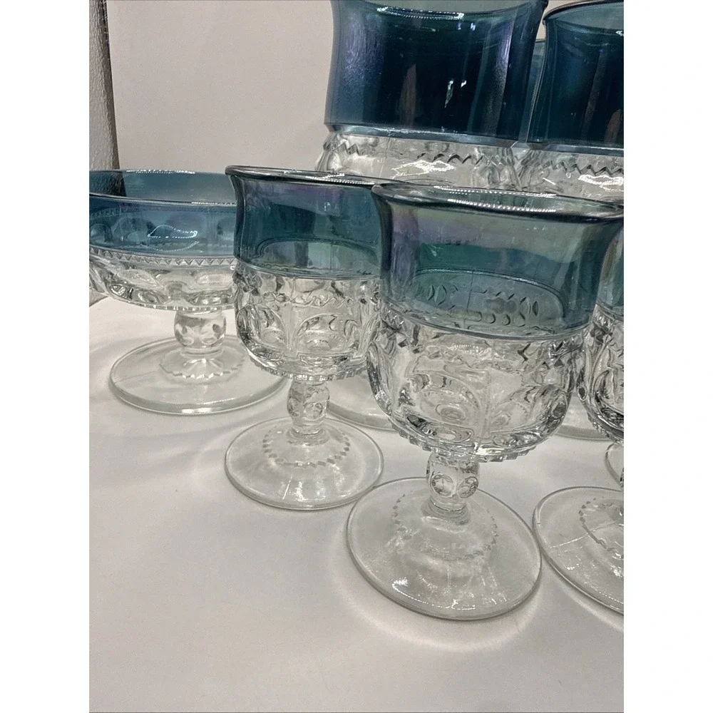 Blue Crown By Colony Set‎ 4 Wine Cup, Water Goblet, Dessert Dish (12 Pieces)